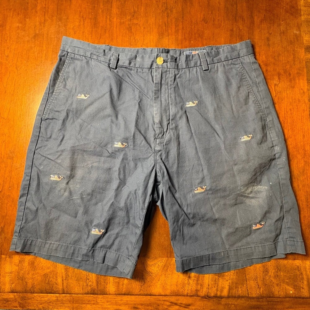Vineyard Vines Navy Whale Print Chino Shorts Men's Size 40 Cotton